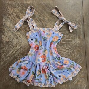 Agua Bendita Kids Floral Camisole in Blue and Orange